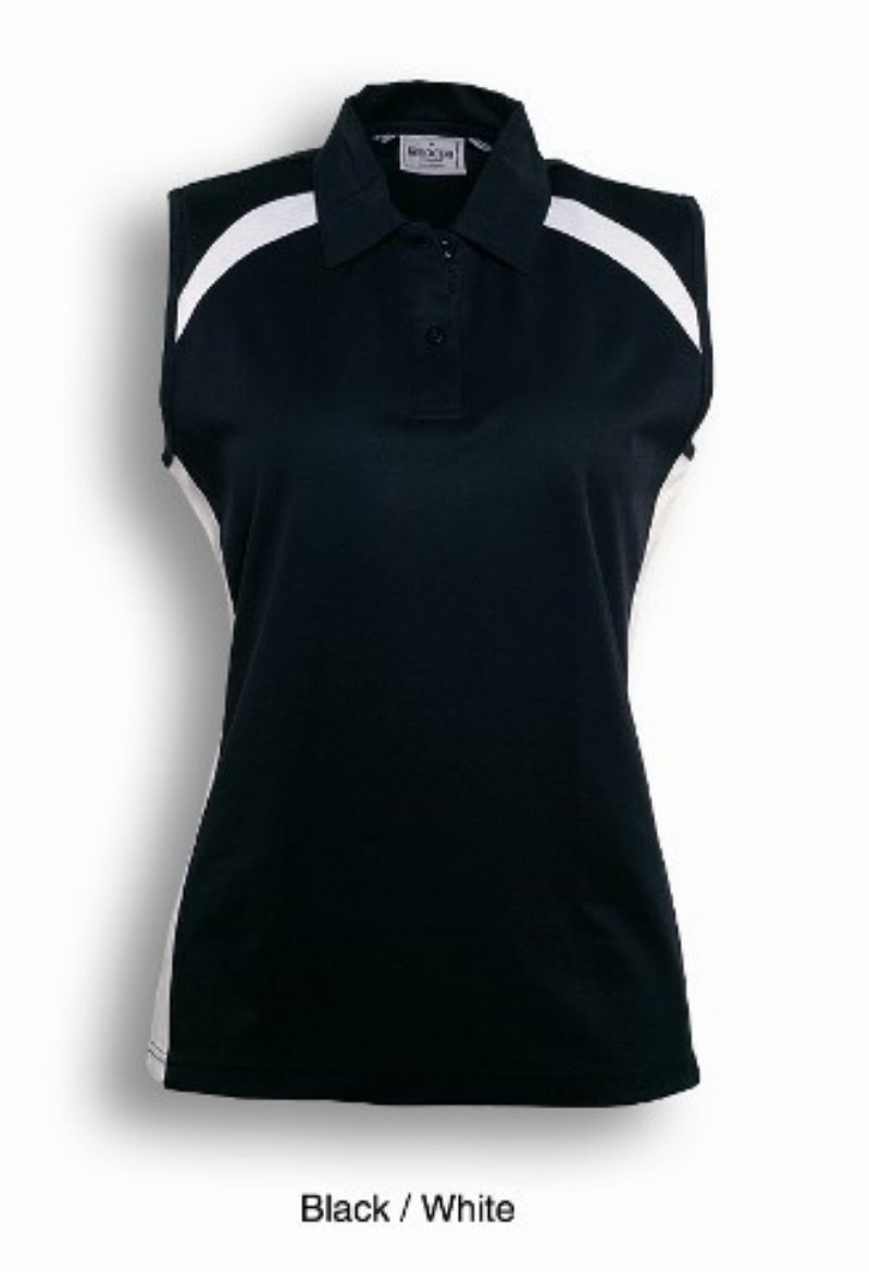 Picture of Bocini Ladies Team Essentials Ladies Sleeveless Contrast Polo