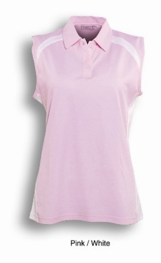Picture of Bocini Ladies Team Essentials Ladies Sleeveless Contrast Polo