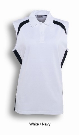Picture of Bocini Ladies Team Essentials Ladies Sleeveless Contrast Polo
