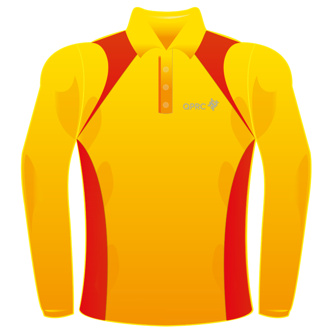 Picture of QPRC Lifeguard Polo Shirt Long Sleeve Gold Body Red Panels