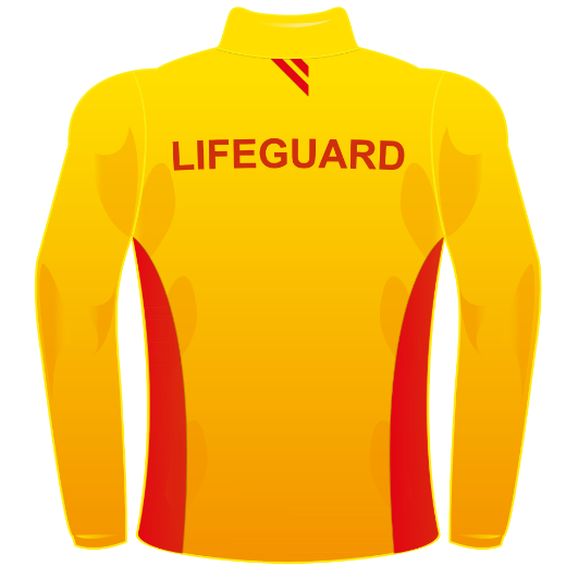 Picture of QPRC Lifeguard Polo Shirt Long Sleeve Gold Body Red Panels
