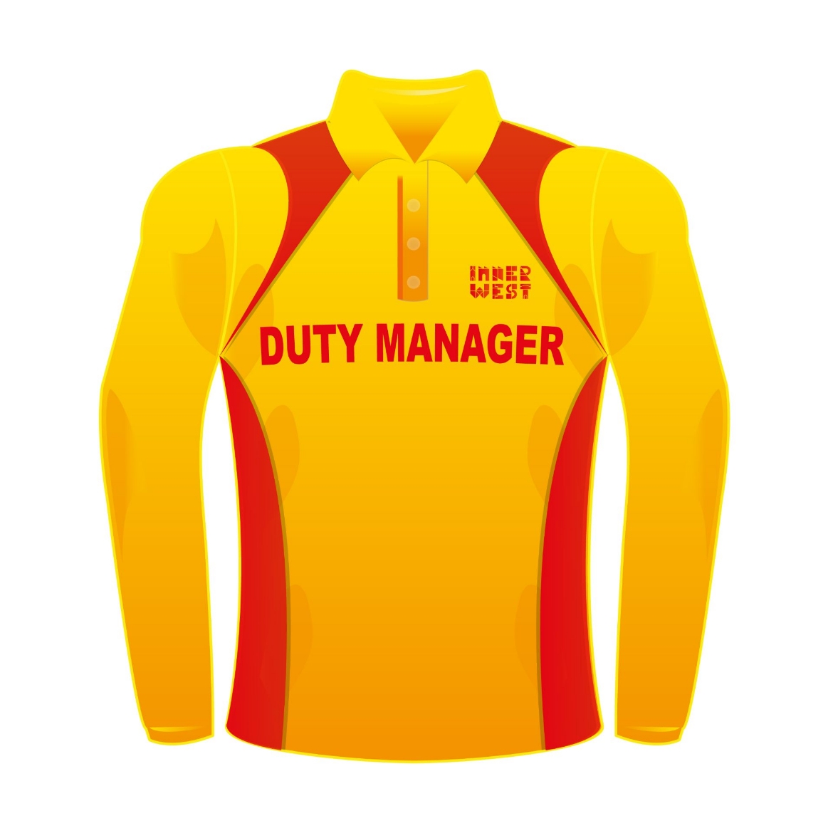 Picture of Polo Shirt Ladies Long Sleeve Gold Body Red Panels - Duty Manager