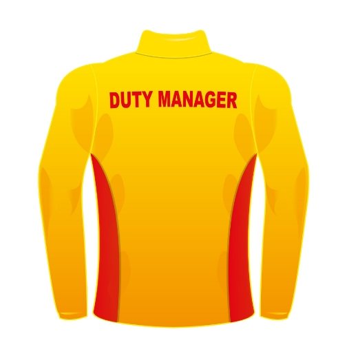 Picture of Polo Shirt Ladies Long Sleeve Gold Body Red Panels - Duty Manager