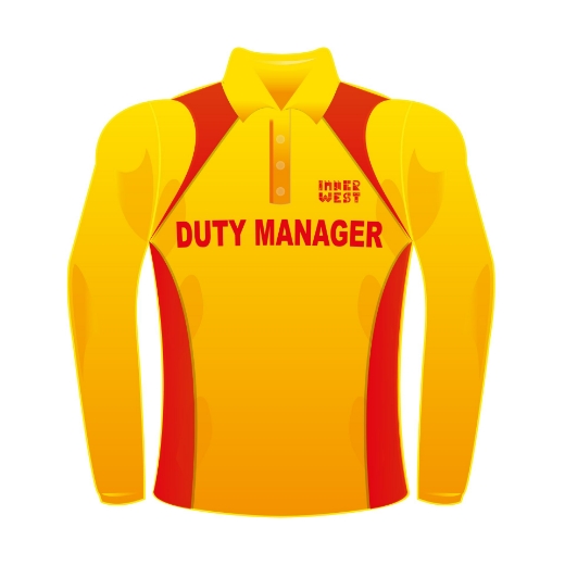 Picture of Polo Shirt Mens Long Sleeve Gold Body Red Panels - Duty Manager