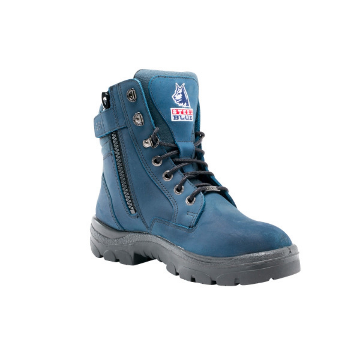 Picture of Steel Blue Southern Cross Lace Up Zip Side Boot Blue