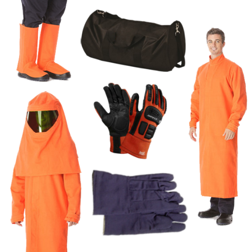 Picture of Glosafe Arc Flash Kit Ultra Soft 1300mm length coat, BeeKeeper style hood CAT 4, 47 cal/cm2