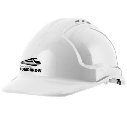 Picture of Pro-Choice Vented Type 1 Hard Hat including Transport for Tomorrow Logo Printed on Front in Black