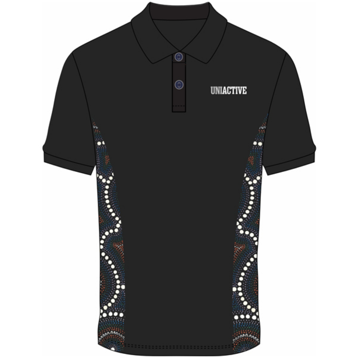 Picture of Indigenous Sublimated Cotton Polo including embroided Logos Front & Back