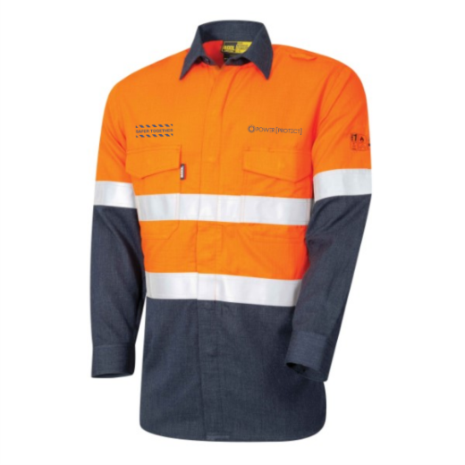 Picture of BOOL Parvotex® Inherent Fire Retardant Two Tone L/S Shirt with Loxy® FR Reflective Tape, Nylon Stud Closure. Rated to PPE 1 - 5.9 cal/cm2