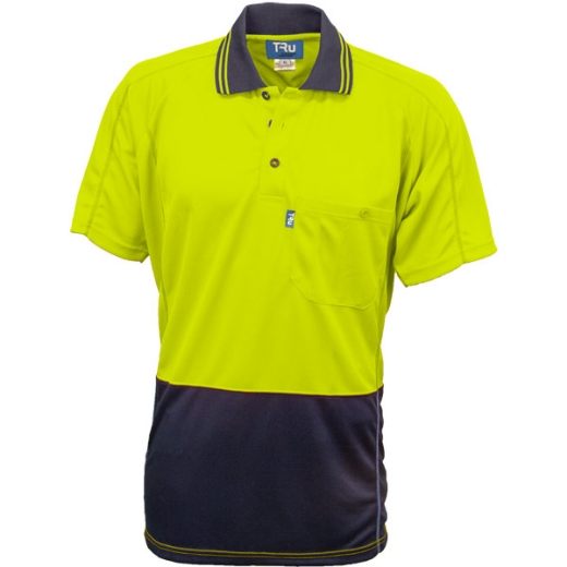 Picture of TRU Mens Micromesh Hi Vis Two Tone Polo Short Sleeve
