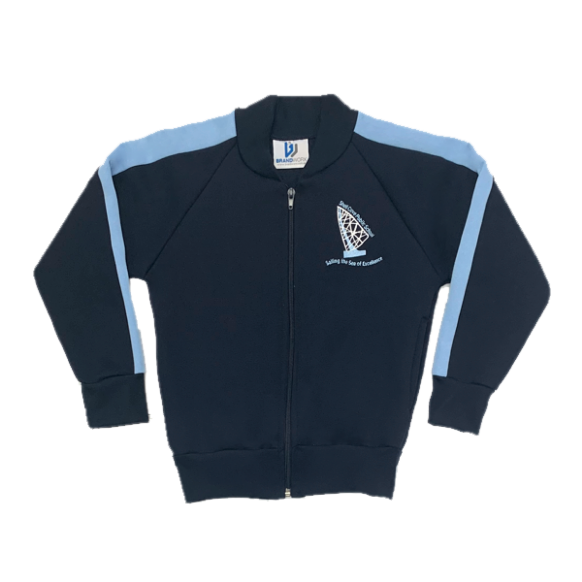 Picture of Jacket Fleecy Zip Front Navy/Sky Blue Stripe Including Shell Cove PS Embroided Logo