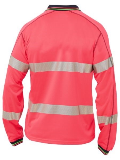Picture of Bisley Polo Shirt Long Sleeve 100% Polyester Mesh Including Perforated Reflective Tape