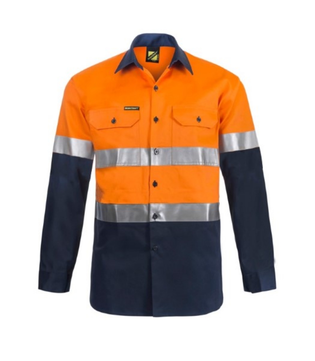 Picture of Work Craft Light Weight Hi Vis  Long Sleeve Vented Cotton Drill Reflective Shirt