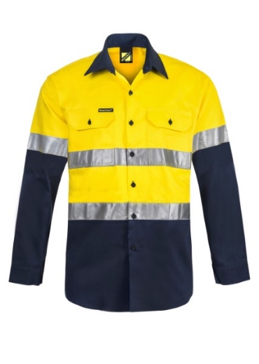 Picture of Work Craft Light Weight Hi Vis  Long Sleeve Vented Cotton Drill Reflective Shirt