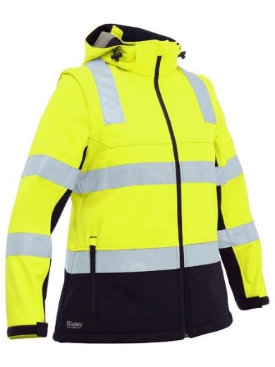 Picture of Bisley Ladies Two Tone Hi Vis 3 in 1 Soft Shell Jacket
