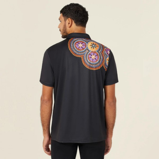 Picture of NNT Mens Polyester Knit Bush Tucker Indigenous Print Polo