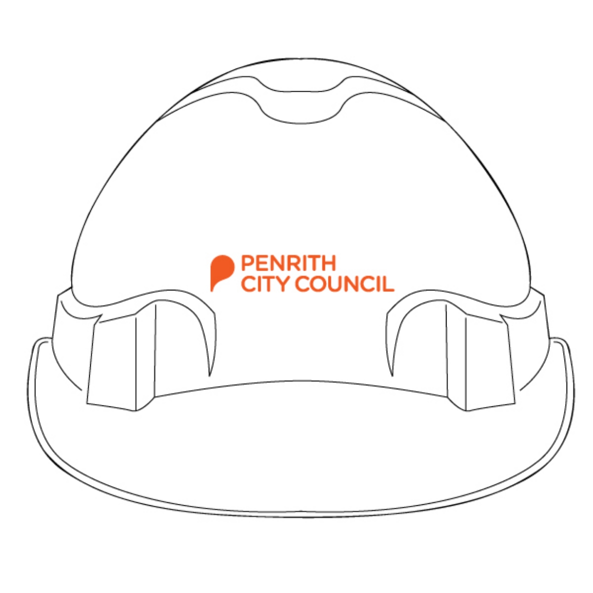 Picture of Pro-Choice Hard Hat V6 Vented Pushlock Harness in White with Penrith City Council on Front &  Positively Penrith on Back in Orange