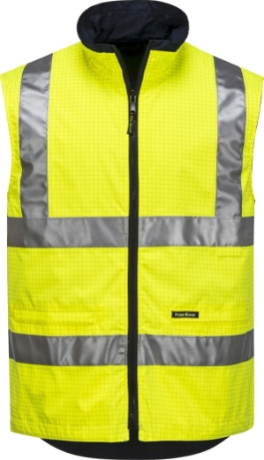 Picture of Prime Mover Anti Static Carbon Fibre Oxford/Poly Waterproof Reflective Hi Vis reversible Vest Yellow