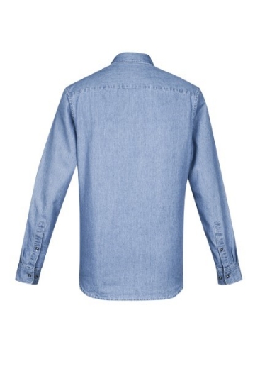 Picture of Biz Collection Mens Indie Shirt Long Sleeve 100% Cotton Stonewashed Denim