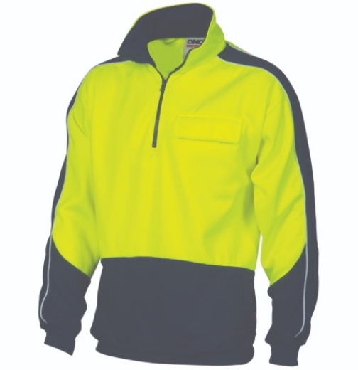 Picture of DNC Fleecy Windcheater 1/2 Zip Hi-Neck Polyester Cotton 2 Tone