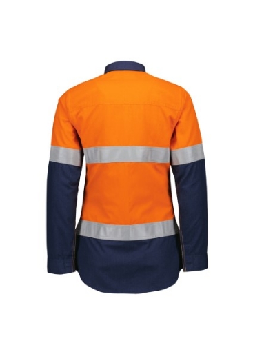 Picture of Syzmik Ladies Orange Flame Lightweight Ripstop Taped Shirt