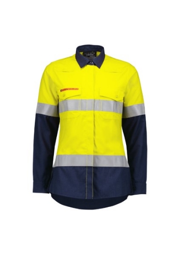 Picture of Syzmik Ladies Orange Flame Lightweight Ripstop Taped Shirt