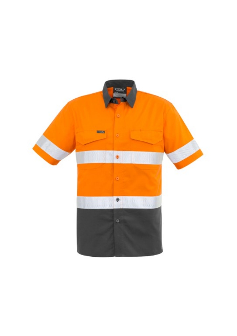 Picture of Syzmik Mens Rugged Cooling Taped Hi Vis Spliced Short Sleeve Shirt