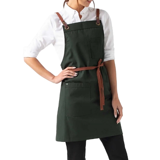 Picture of Tom Bib Apron - Forest - Loop Strap - Tan