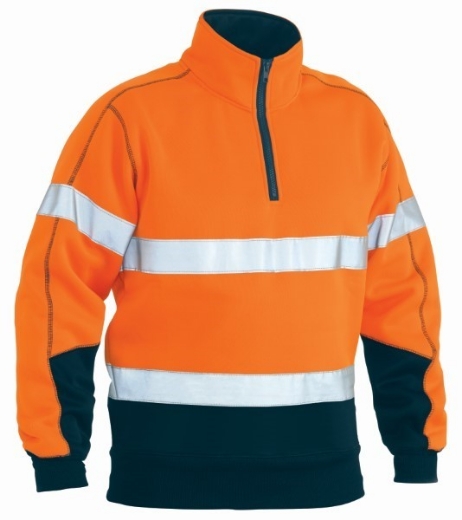 Picture of Bisley Hi Vis Taped Fleece 1/2 Zip Pullover
