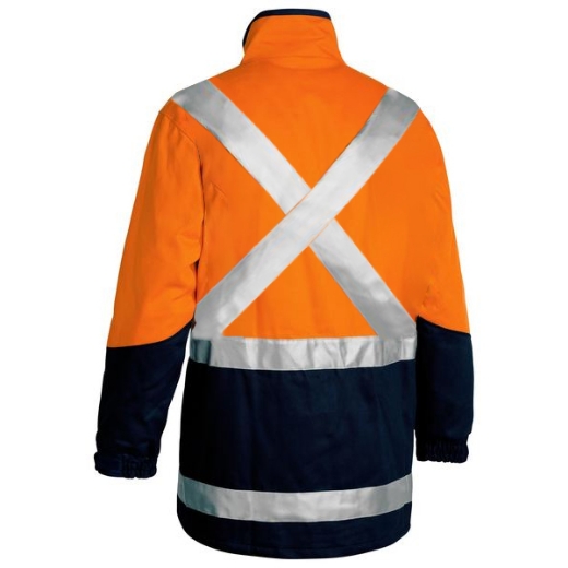 Picture of Bisley X Taped Hi Vis 3 in 1 Cotton Drill Jacket Orange/Navy Including GM3 Logo
