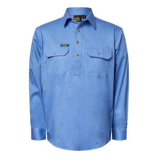 Picture of Workcraft Lightweight Long Sleeve Closed Front Cotton Drill Shirt