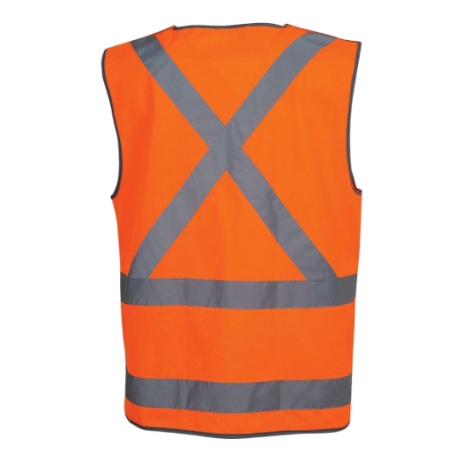 Picture of Railway Vest with Tail Velcro Sides X Pattern Reflective Tape (CF10016)