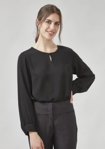 Picture of Biz Corporates Ladies Evelyn Long Sleeve Key Hole Blouse