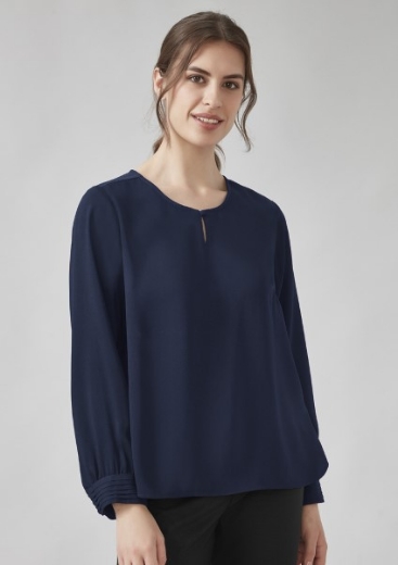Picture of Biz Corporates Ladies Evelyn Long Sleeve Key Hole Blouse