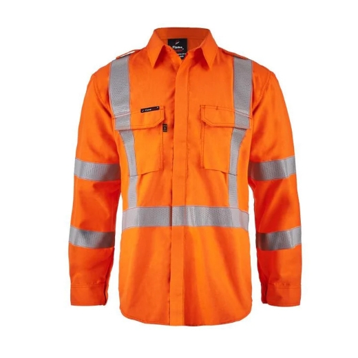 Picture of Flame Buster ARC Flash Shirt with NSW Rail X Pattern Reflective Tape HRC 2 ATPV 8+cal/cm2