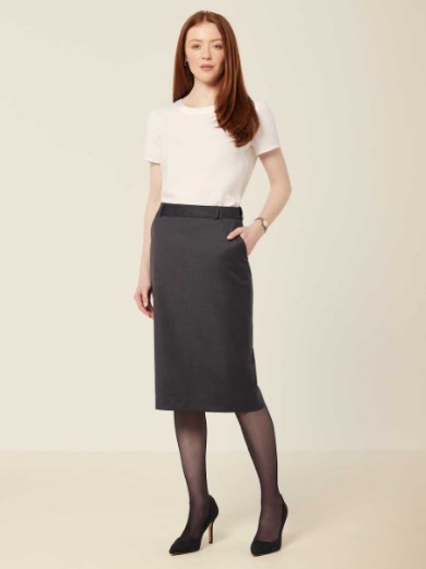 Picture of NNT Wool Blend Twill Secret Waist Midi Skirt